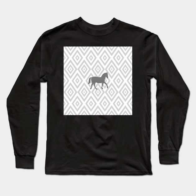 Horse - abstract geometric pattern - gray. Long Sleeve T-Shirt by kerens